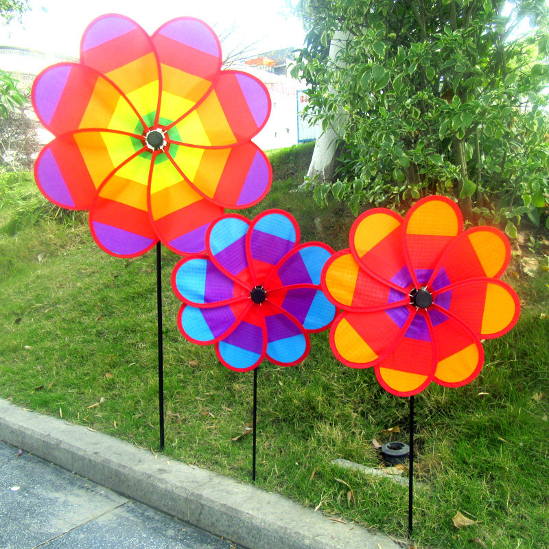 Xibao eight-leaf rainbow windmill eight-color cloth outdoor real estate kindergarten decoration Wedding photo props Children's toys