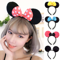 Hibao Saint Mickey Minnie Headband Hair Accessories Mickey Mouse Bow Ear Hairband Children Adult Performance Accessories