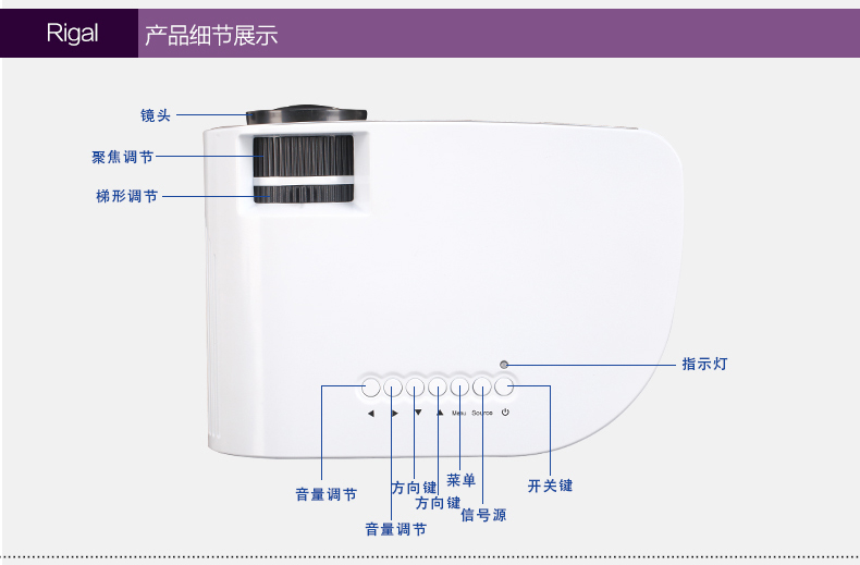 Máy chiếu TV mini Ruige RD-805B LED Home HD Máy chiếu Bluetooth Bluetooth