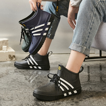 Non-slip rain shoes mens waterproof rain boots short tube summer lightweight rubber shoes Low-top rubber fishing takeaway wear-resistant rain shoe cover