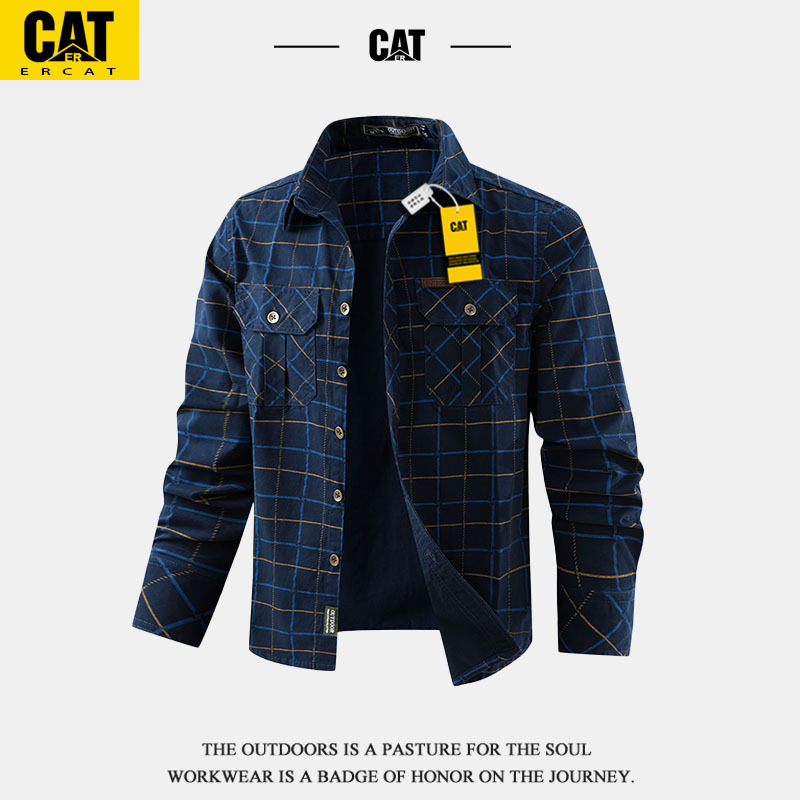 Er Cat/Carter New Long-Sleeve Shirt for Men, Large Size, Loose Work Shirt, Casual Top, Spring and Autumn Thin Jacket