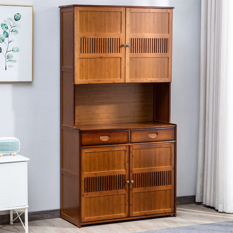 Chinese-Style Cabinet Storage Cabinet, Large-Capacity Bamboo Sideboard, Cupboard, Solid Wood Simple Modern Bookcase, Office File Cabinet