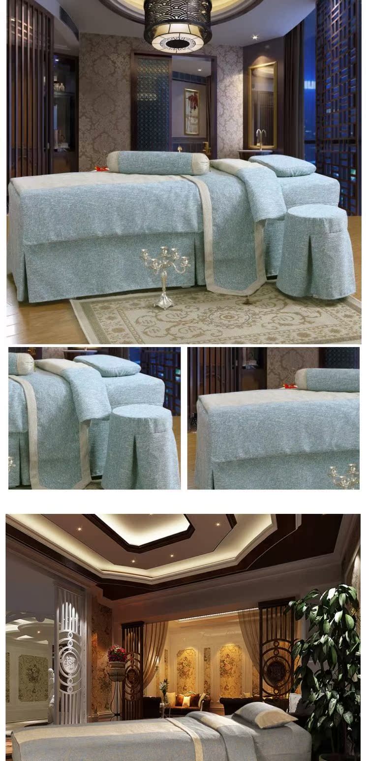 Đẹp lanh vuông đẹp giường bao gồm bốn bộ mùa hè băng lụa làm đẹp cơ thể thẩm mỹ viện giường bao gồm bốn bộ sen hồng - Trang bị tấm bộ ga giường spa