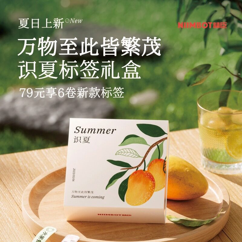 精臣D110/D11/D101识夏礼盒中国传统色标签纸热敏三防不干胶小标签贴纸姓名贴防水可移除撕不烂臣小印打印纸