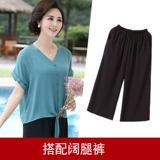 Летняя одежда для матери, футболка с коротким рукавом, весенний комплект для пожилых людей, в западном стиле, 5060 лет, для среднего возраста