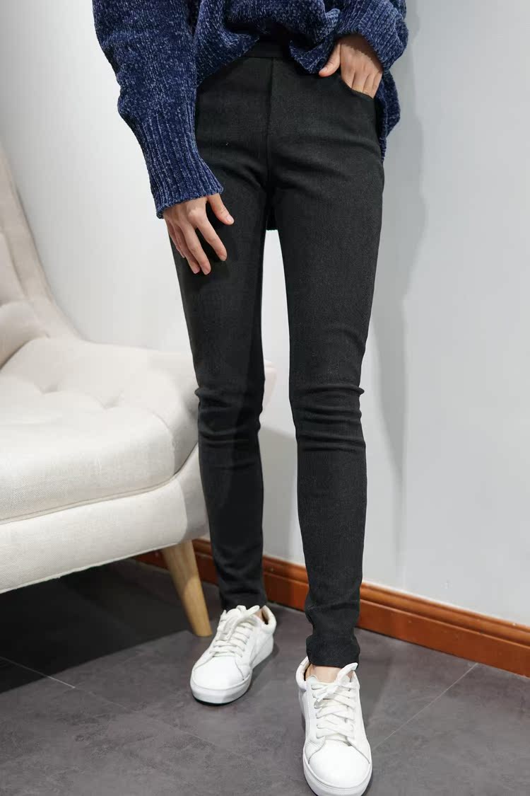 Mùa thu và mùa đông quần len dày cashmere ấm siêu lớn chân đàn hồi quần âu cỡ lớn quần len nữ màu xám đậm quần thể thao nữ đẹp