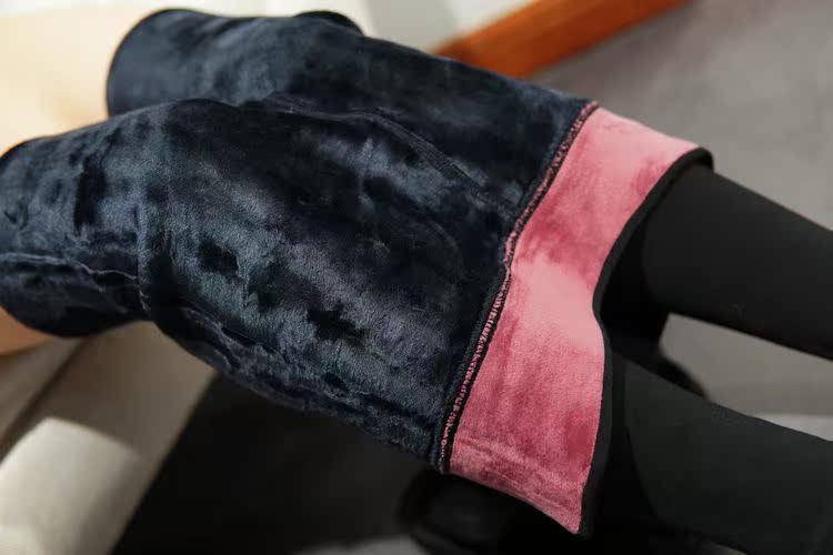 Quần nhung bé co giãn cỡ lớn tăng mỡ cộng với màu rắn eo cao rộng cộng với quần legging nhung dày cho nữ bước chân quần váy ngắn