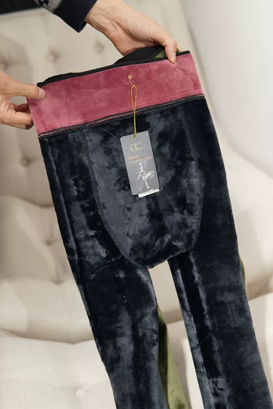 Quần nhung bé co giãn cỡ lớn tăng mỡ cộng với màu rắn eo cao rộng cộng với quần legging nhung dày cho nữ bước chân