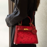 Портативная барсетка, красная сумка через плечо для невесты, с вышивкой, изысканный стиль