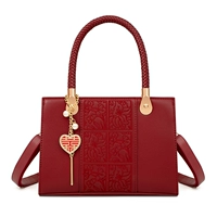 Вышитый красный, дающий шелковый шарф+подарочный пакет