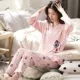 Bộ đồ ngủ dành cho nữ mùa thu đông và cotton dài tay phiên bản Hàn Quốc có thể được mặc bên ngoài bộ đồ hai dây mùa xuân và mùa đông dễ thương thời trang mặc nhà