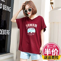 Áo sơ mi nữ dày 200 pound 2018 mùa hè mới cộng với phân bón XL cotton ngắn tay áo thun mỏng tay áo sơ mi nữ áo sơ mi kiểu đẹp