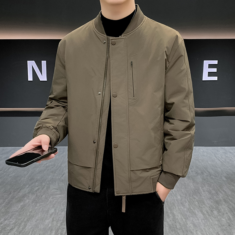 Brand Men's Short Baseball Collar down Jacket Men's 2025 Winter New Style Warm American-Style Pilot Jacket