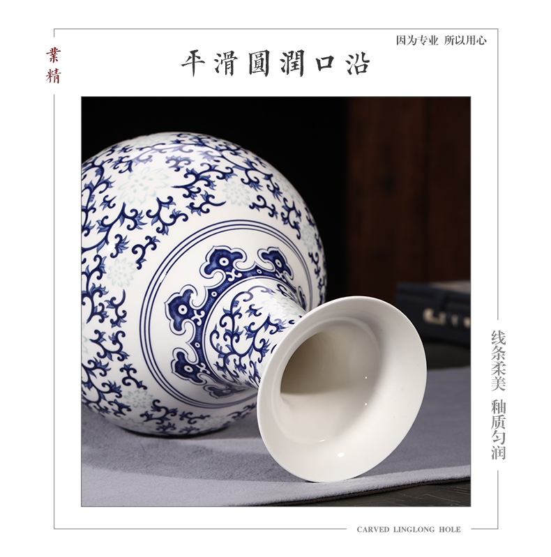 Jingdezhen blue and white ceramics and exquisite ipads porcelain vase flower arranging new Chinese style living room home wine ark, adornment furnishing articles