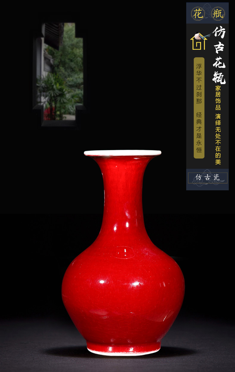 Jingdezhen ceramics archaize lang red crackle vases, flower arranging Chinese style restoring ancient ways household adornment handicraft furnishing articles