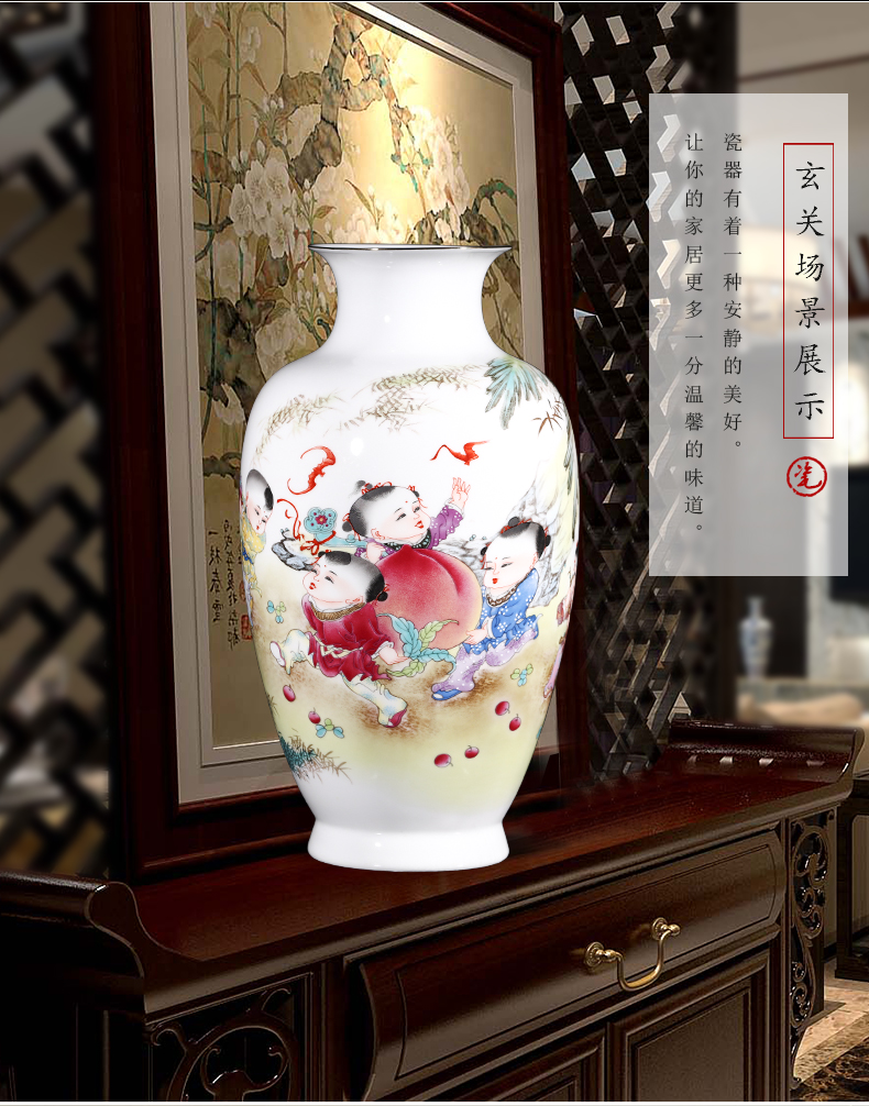 Jingdezhen ceramics vase furnishing articles flower arranging new Chinese style living room live figure gift porcelain home decoration arts and crafts