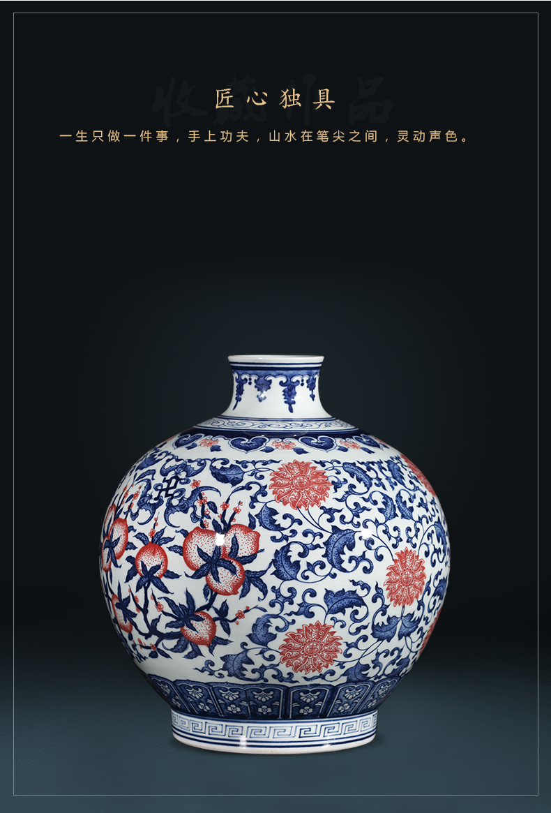 Jingdezhen ceramics hand - made antique blue and white porcelain vases, flower arranging new classical Chinese style household decorations furnishing articles