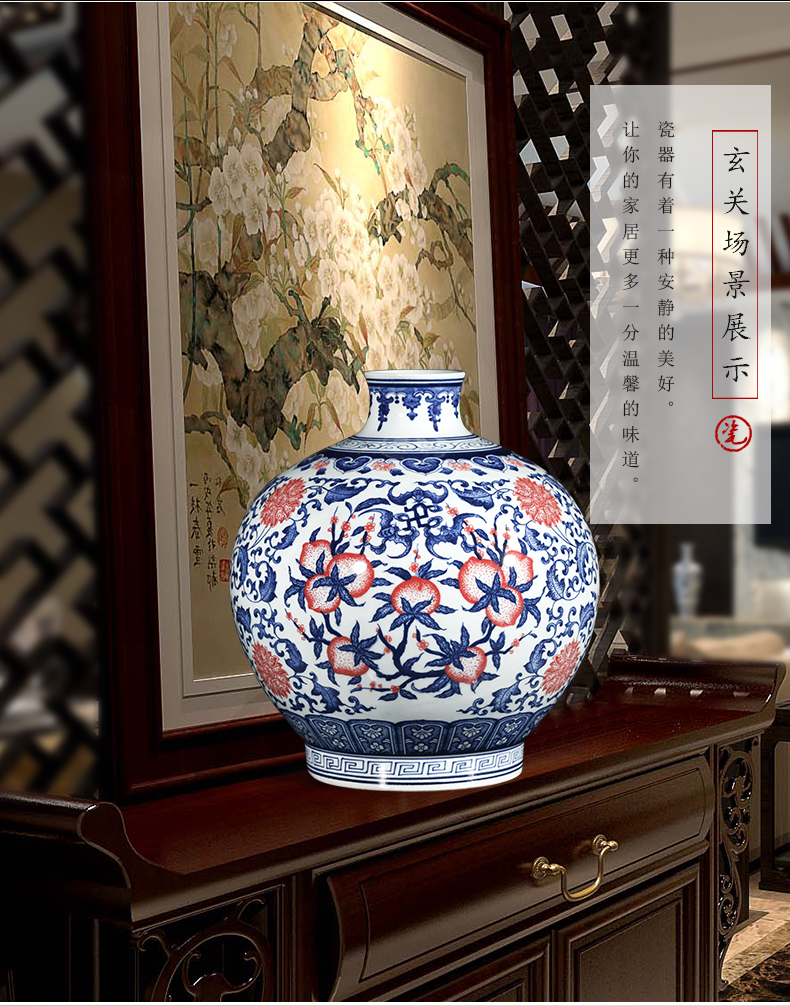 Jingdezhen ceramics hand - made antique blue and white porcelain vases, flower arranging new classical Chinese style household decorations furnishing articles