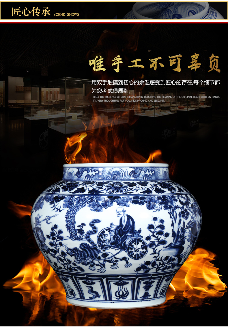 Valley of jingdezhen ceramics imitation of yuan blue and white devil down big pot vase do old vintage sitting room adornment is placed