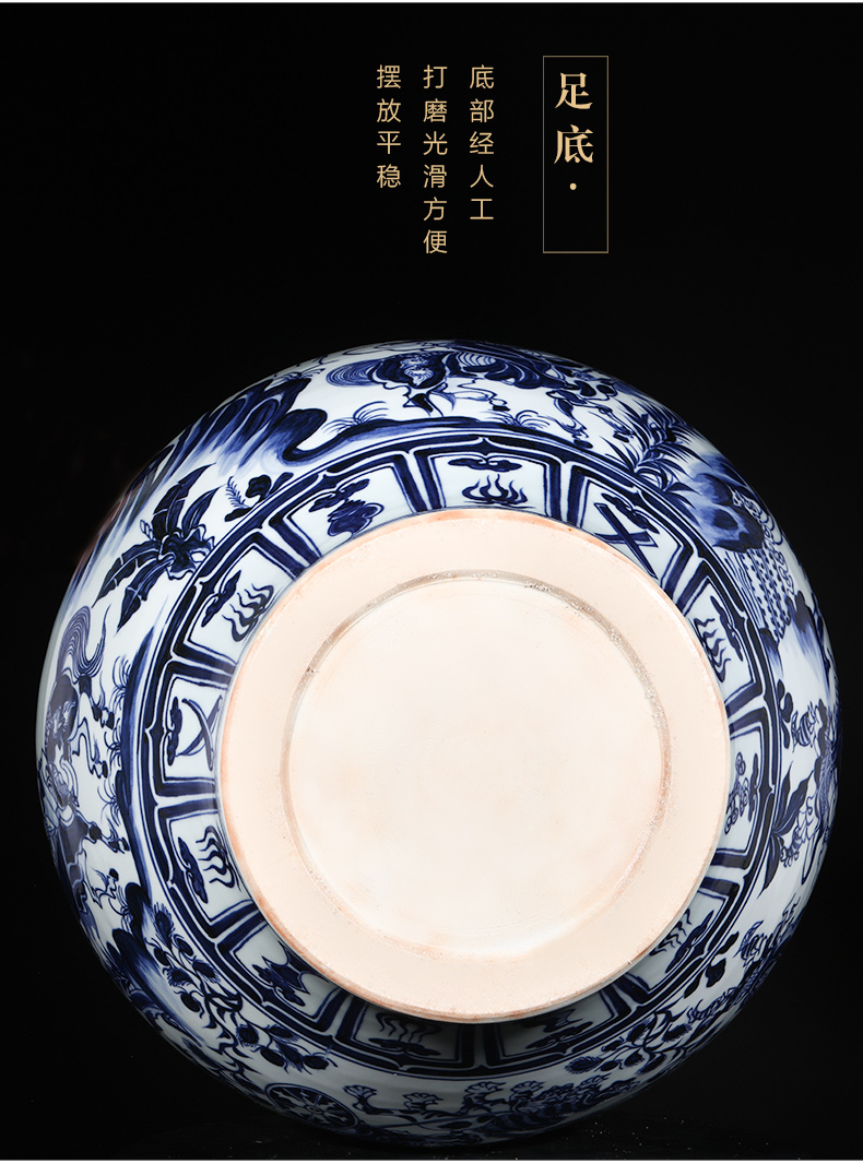 Valley of jingdezhen ceramics imitation of yuan blue and white devil down big pot vase do old vintage sitting room adornment is placed