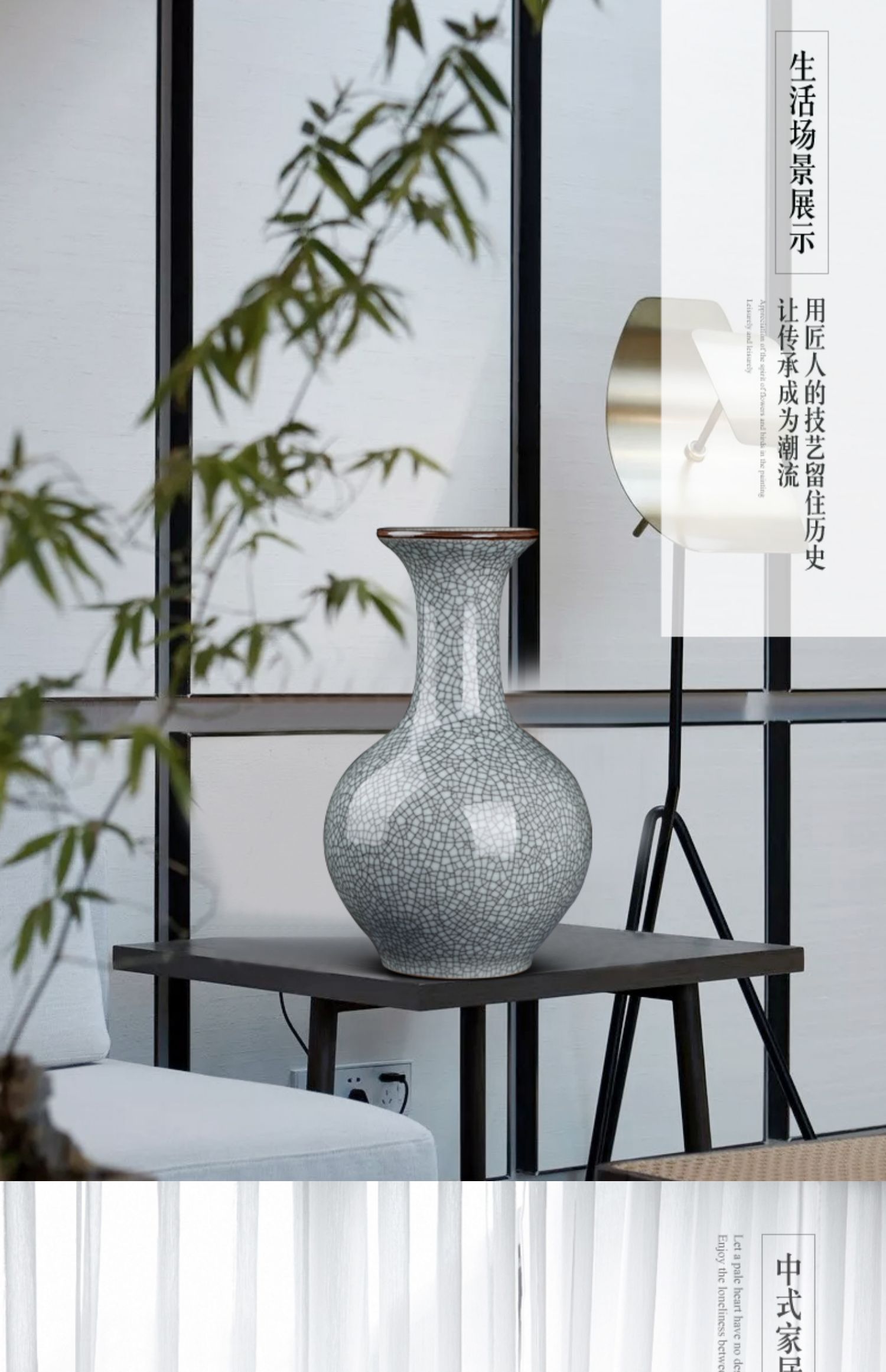 Archaize crack of jingdezhen ceramics up vase furnishing articles of Chinese style household flower arranging rich ancient frame sitting room adornment