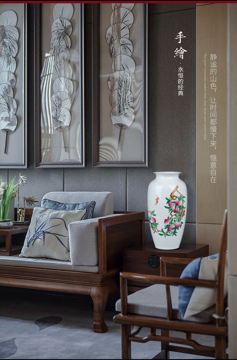 Jingdezhen famous hand - made ceramics thin foetus vase furnishing articles sitting room of Chinese style household flower arranging TV ark, adornment