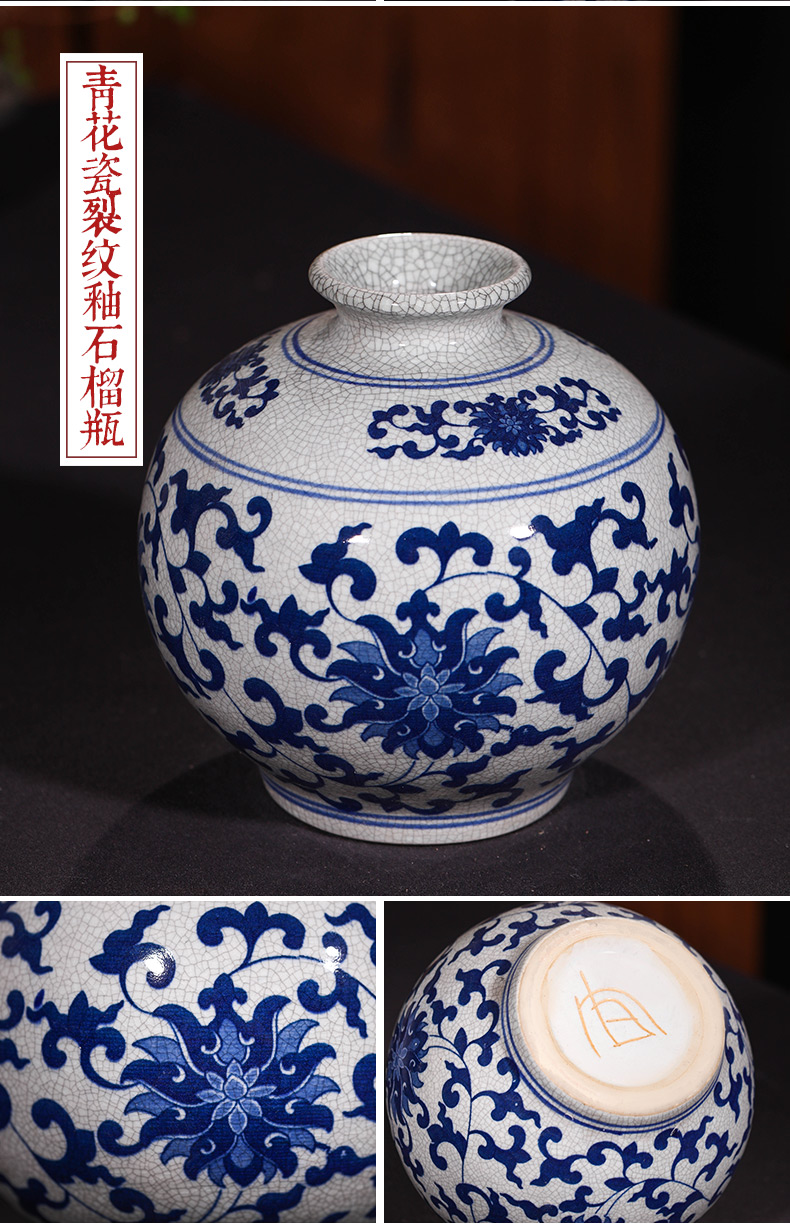 Jingdezhen ceramic blue and white porcelain vase flower arranging Chinese style household furnishing articles, the sitting room porch antique porcelain decoration