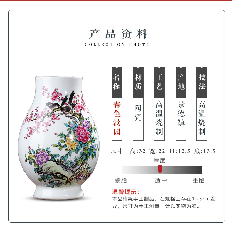 Jingdezhen ceramics Chinese vase flower arranging big household adornment furnishing articles, the sitting room porch TV ark, arts and crafts