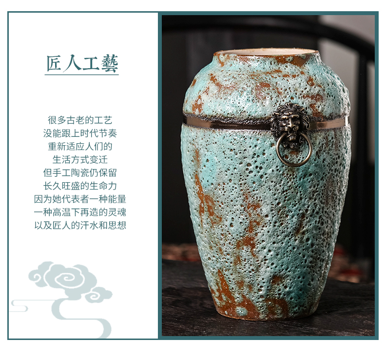 Chinese style restoring ancient ways of jingdezhen ceramics home sitting room coarse pottery three - piece wine accessories furnishing articles flower vase