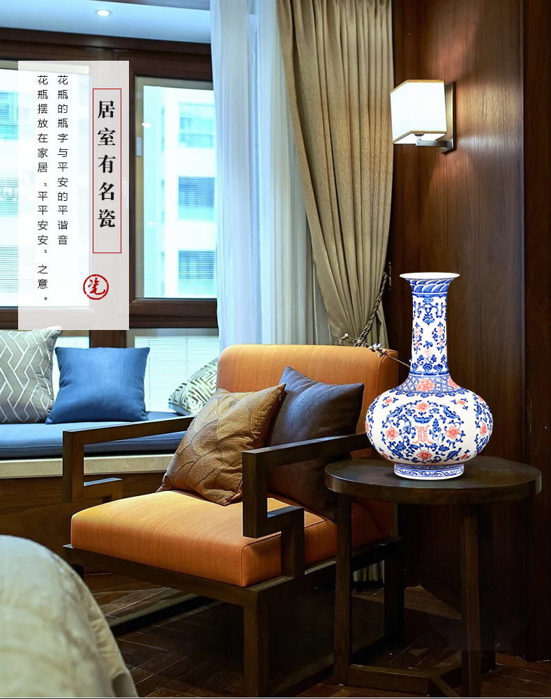 Jingdezhen ceramics imitation qianlong hand - made Chinese style restoring ancient ways is blue and white porcelain vase wine sitting room adornment is placed