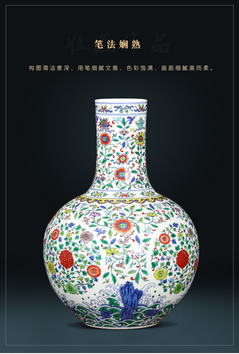 Jingdezhen ceramics imitation yongzheng hand - made color bucket vase Chinese style restoring ancient ways is the sitting room porch home furnishing articles