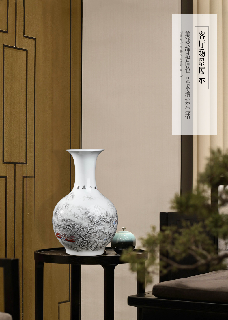 Jingdezhen ceramics powder enamel snow flower decorations study of new Chinese style household vase in the sitting room porch place