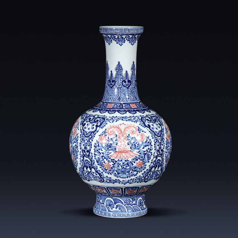 Jingdezhen porcelain qianlong hand - made of blue and white porcelain vases, flower arranging new Chinese style living room home furnishing articles