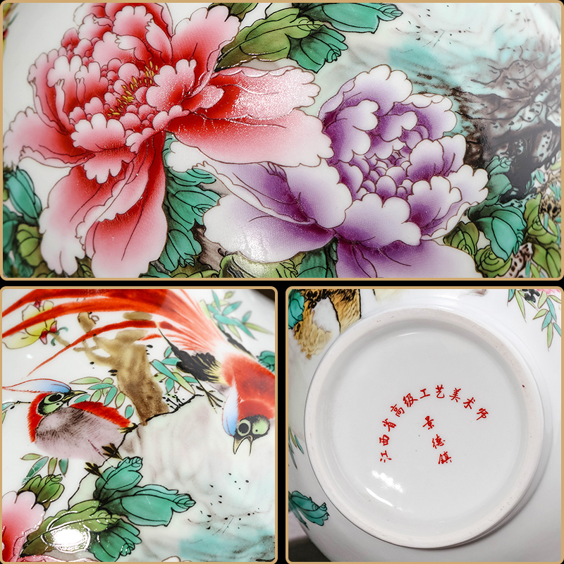 Jingdezhen ceramics powder enamel peony flowers in the vase sitting room porch TV ark, decoration of Chinese style household furnishing articles