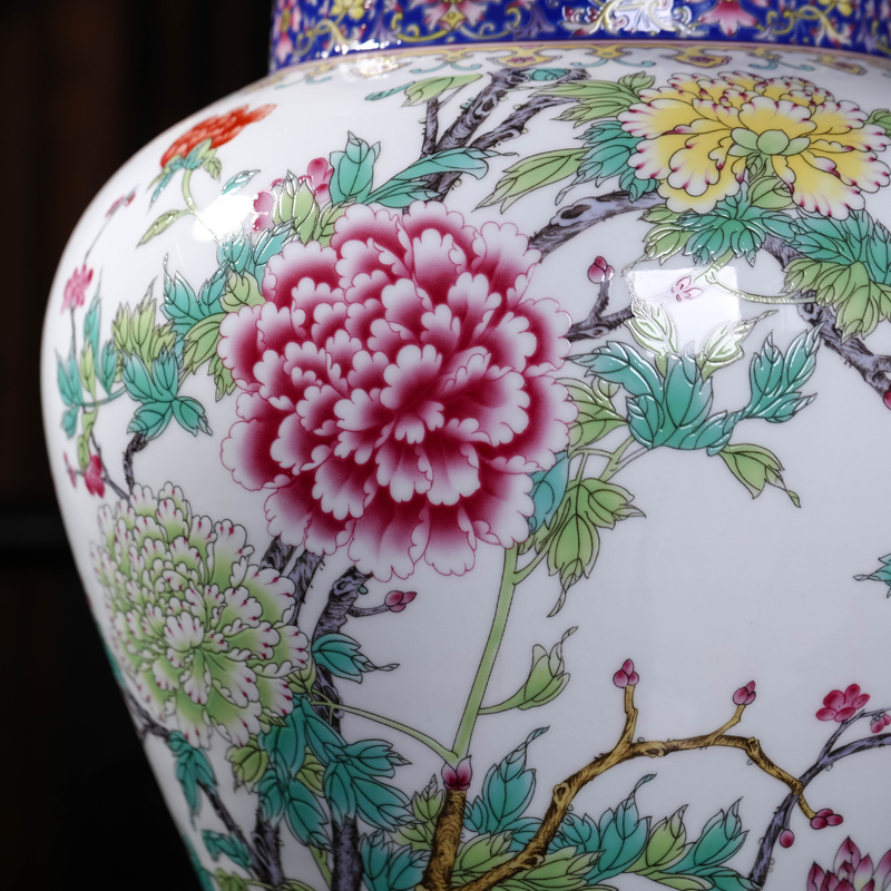General jingdezhen ceramics powder enamel tank storage tank caddy fixings with cover Chinese style living room home furnishing articles