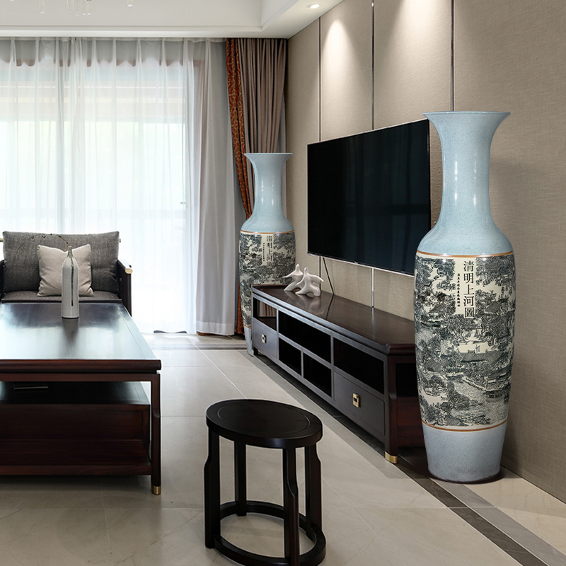 Jingdezhen ceramics archaize crack of large vases, Chinese TV ark place decoration to heavy large living room