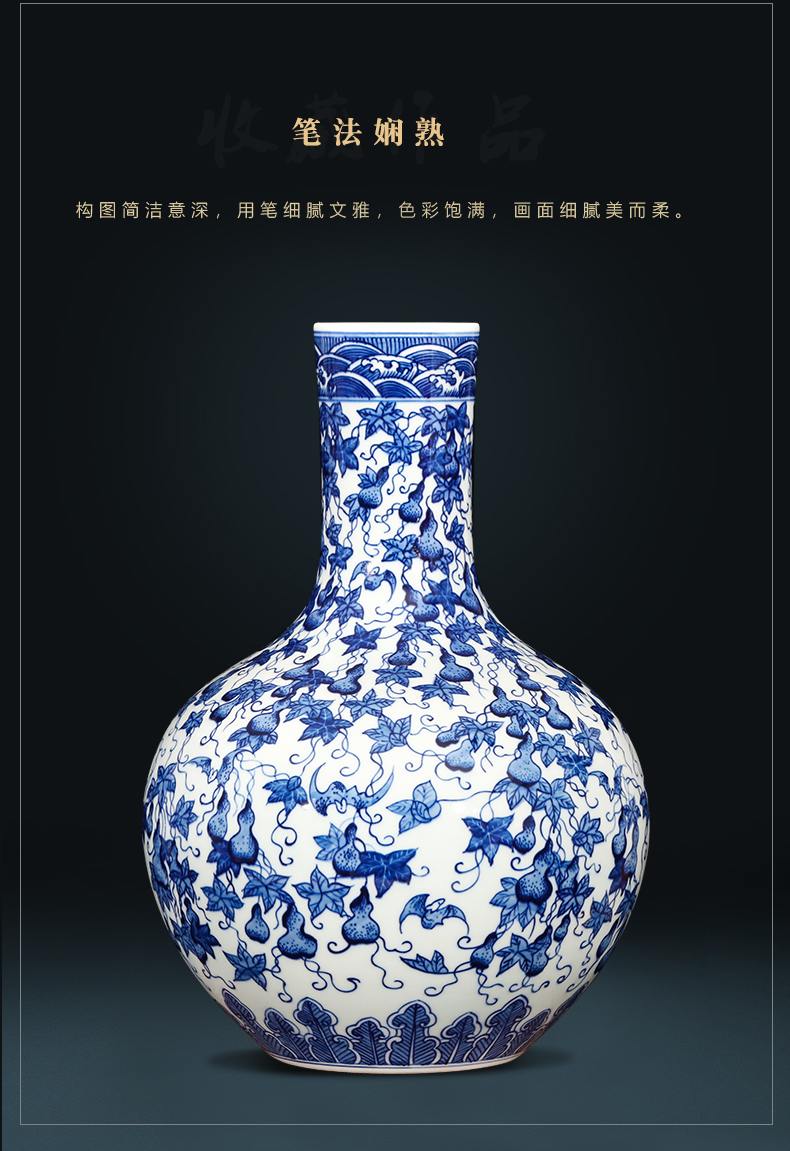 Jingdezhen ceramics antique hand - made Chinese blue and white porcelain vases, flower arrangement sitting room ark, home furnishing articles