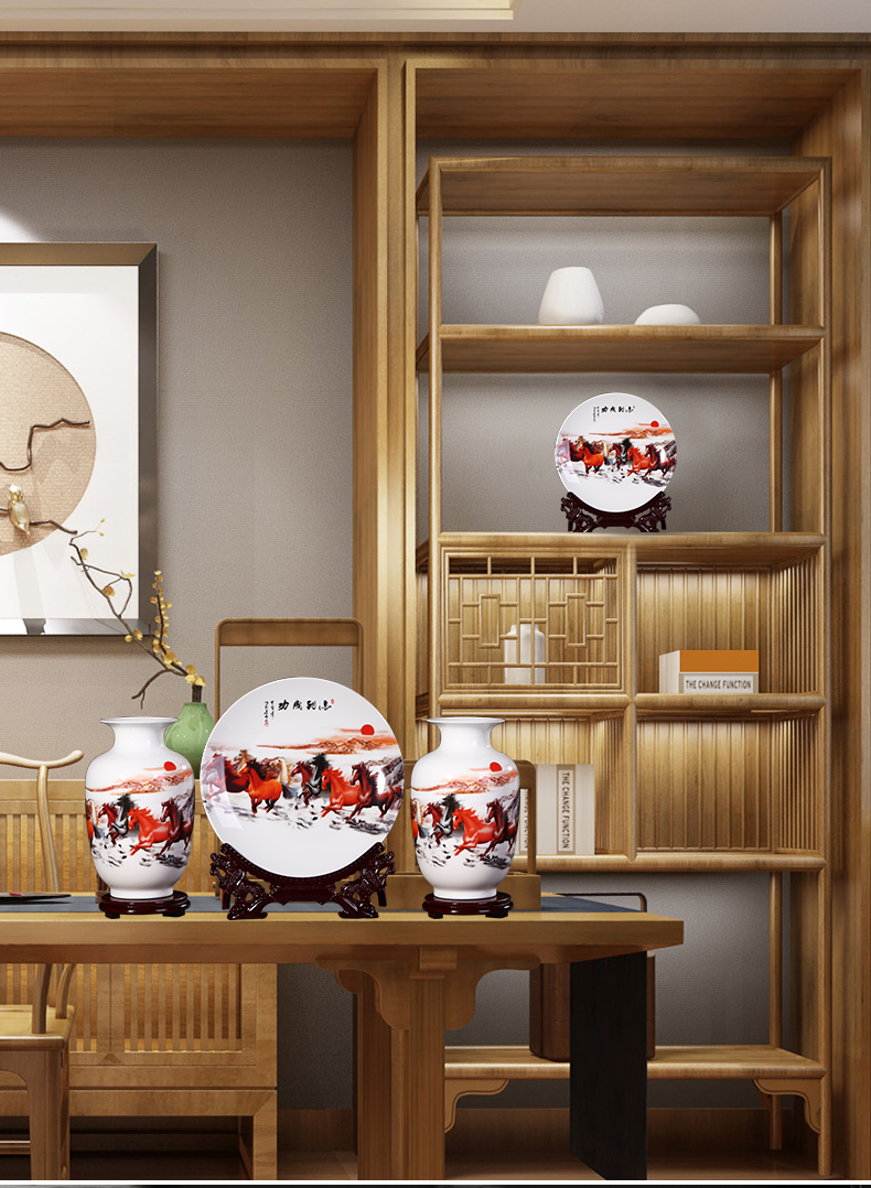 Jingdezhen ceramics, vases, flower arranging furnishing articles furnishing articles three - piece suit modern Chinese style living room wine household act the role ofing is tasted
