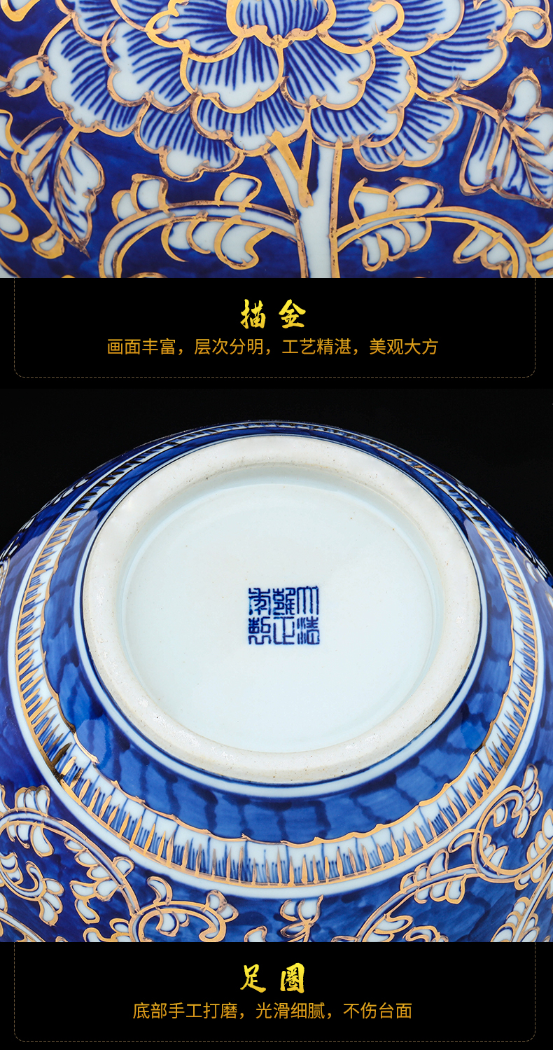 The Master of jingdezhen ceramics hand - made the see colour blue and white porcelain vase furnishing articles of Chinese style household adornment flower arranging living room