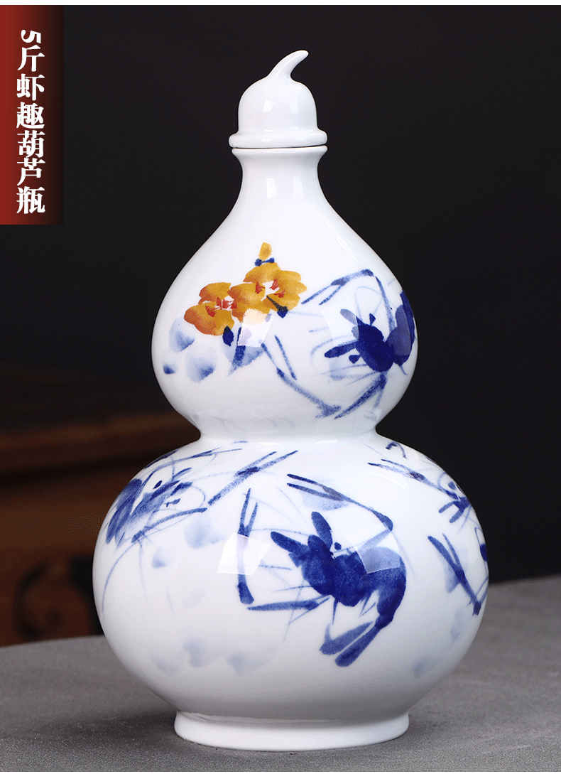 Hu jun jingdezhen ceramic creative 5 jins of 5 jins deacnter home wine jar empty wine bottle decoration furnishing articles