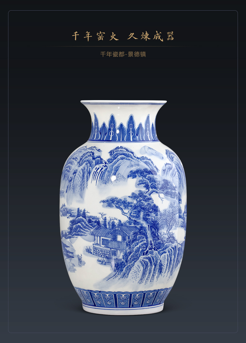 Jingdezhen ceramics antique blue and white porcelain vases, flower arrangement sitting room of Chinese style household adornment of TV ark, wine furnishing articles