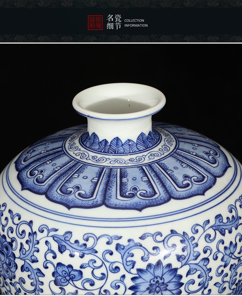 Jingdezhen ceramics Chinese style restoring ancient ways antique hand - made of blue and white porcelain vases, flower arrangement sitting room home furnishing articles