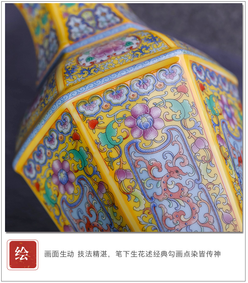 Jingdezhen ceramics vase furnishing articles sitting room flower arranging antique Chinese colored enamel porcelain home decoration arts and crafts