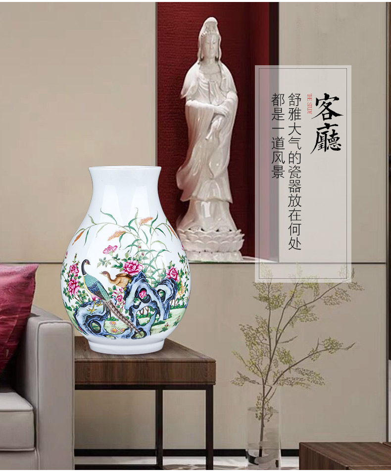 Jingdezhen ceramics powder enamel vase flower arranging wide expressions using rich ancient frame of Chinese style household, sitting room porch decoration furnishing articles