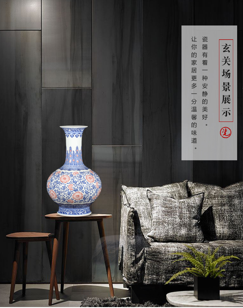 Jingdezhen ceramics imitation qianlong hand - made of blue and white porcelain vases, flower arranging new Chinese style living room home furnishing articles