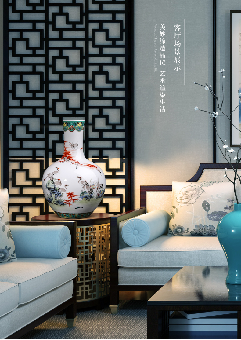 Famous jingdezhen ceramics powder enamel vase furnishing articles sitting room porch rich ancient frame of Chinese style household adornment arranging flowers