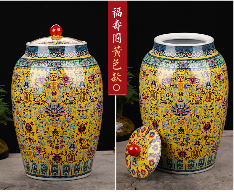 Jingdezhen ceramics barrel household sealed with cover 20 jins 30 jins 50 have the moistureproof insect - resistant ricer box installed storage tank