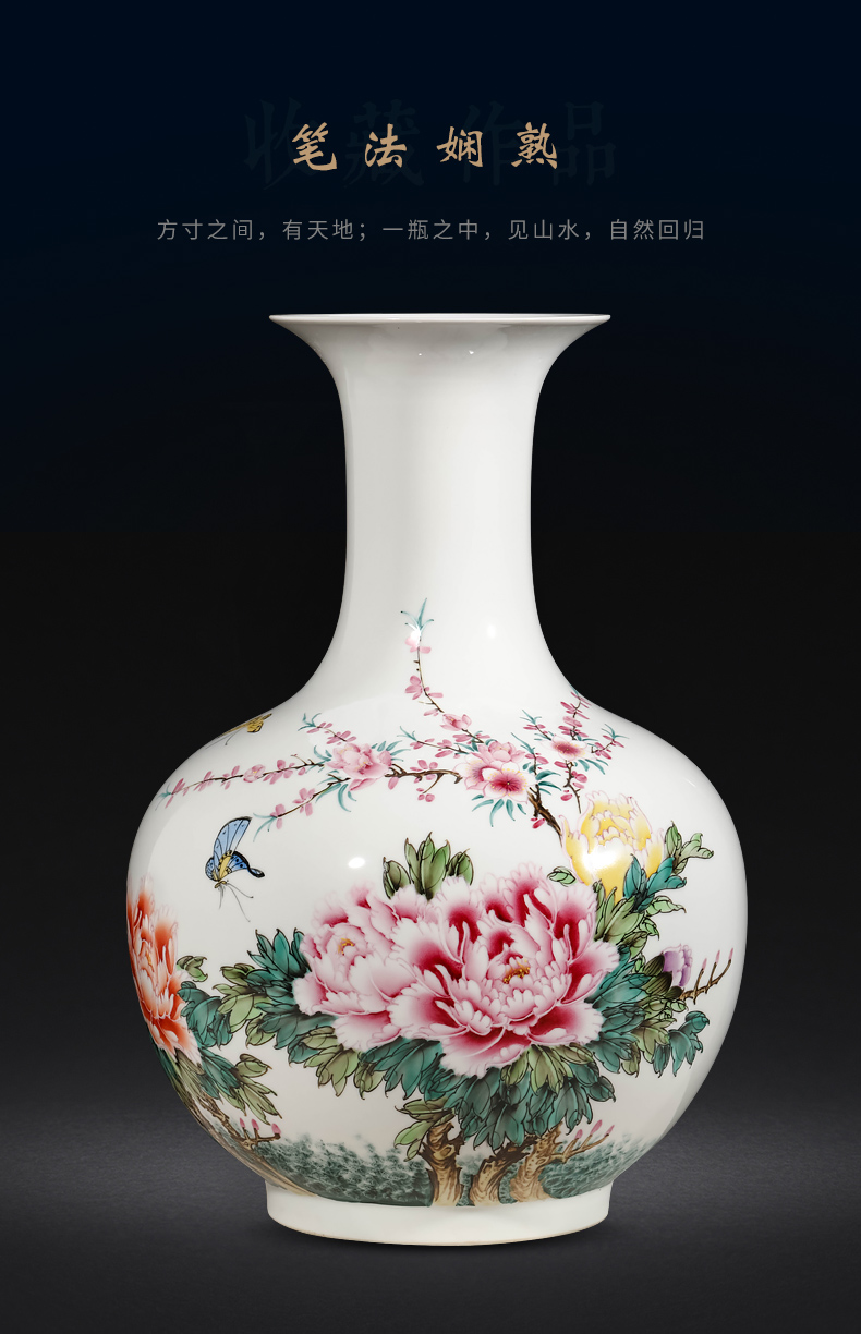 Jingdezhen ceramic wine sitting room adornment large Chinese style home furnishing articles by hand - made pastel dried flower vase