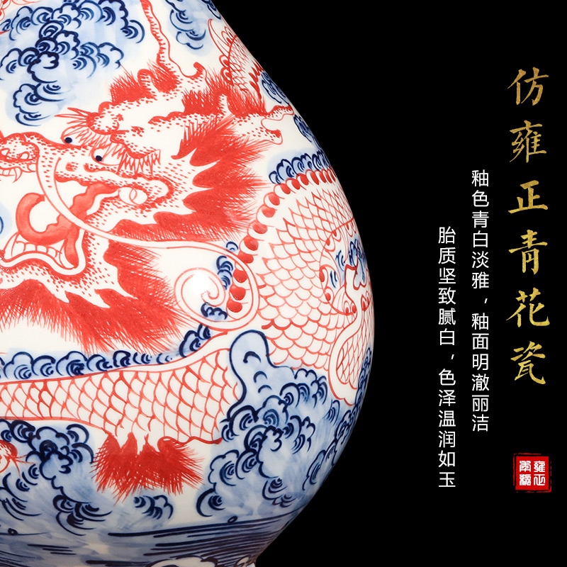 Jingdezhen ceramics antique hand - made of blue and white porcelain vases, flower arrangement furnishing articles the new Chinese rich ancient frame sitting room adornment