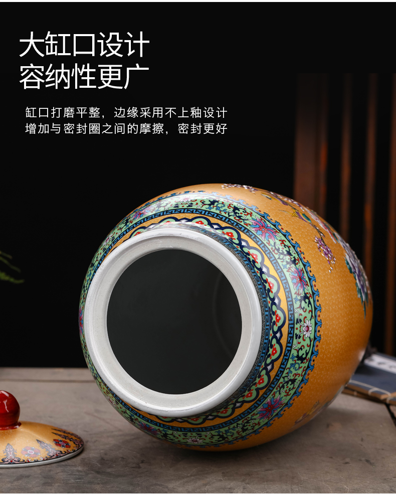 Jingdezhen ceramics barrel household sealed with cover 20 jins 30 jins 50 have the moistureproof insect - resistant ricer box installed storage tank